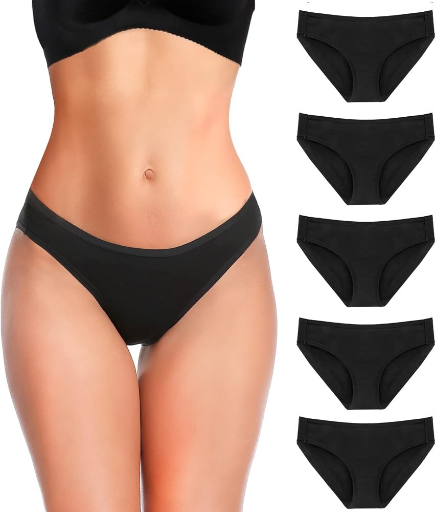 YADIFEN 5 Pack Cotton Underwear for Women Hipster Panties Low Briefs Bikini Underwears | Amazon (US)