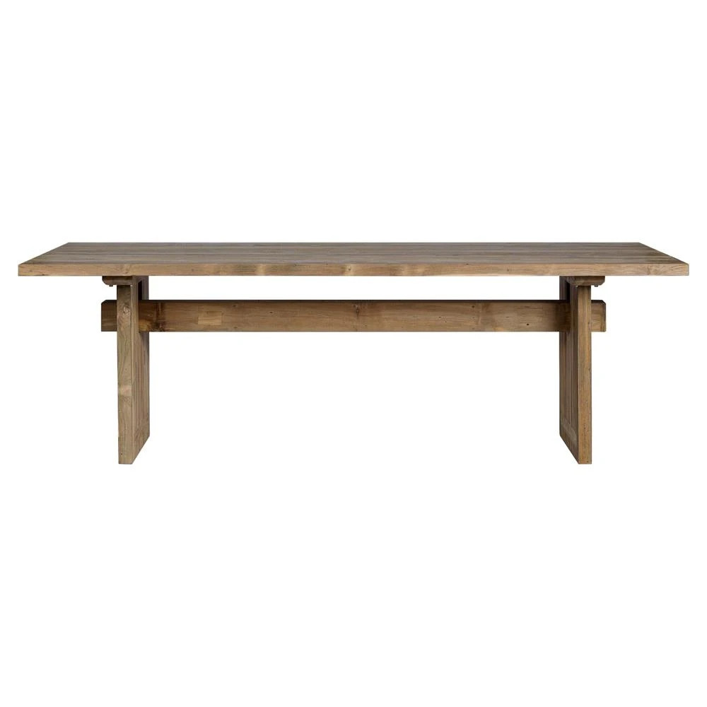 Aisha Rustic Natural Reclaimed Teak Rectangular Outdoor Dining Table - 92.5"W | Kathy Kuo Home