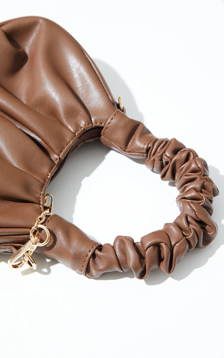 Chocolate Ruched Mini Grab bag | PrettyLittleThing UK