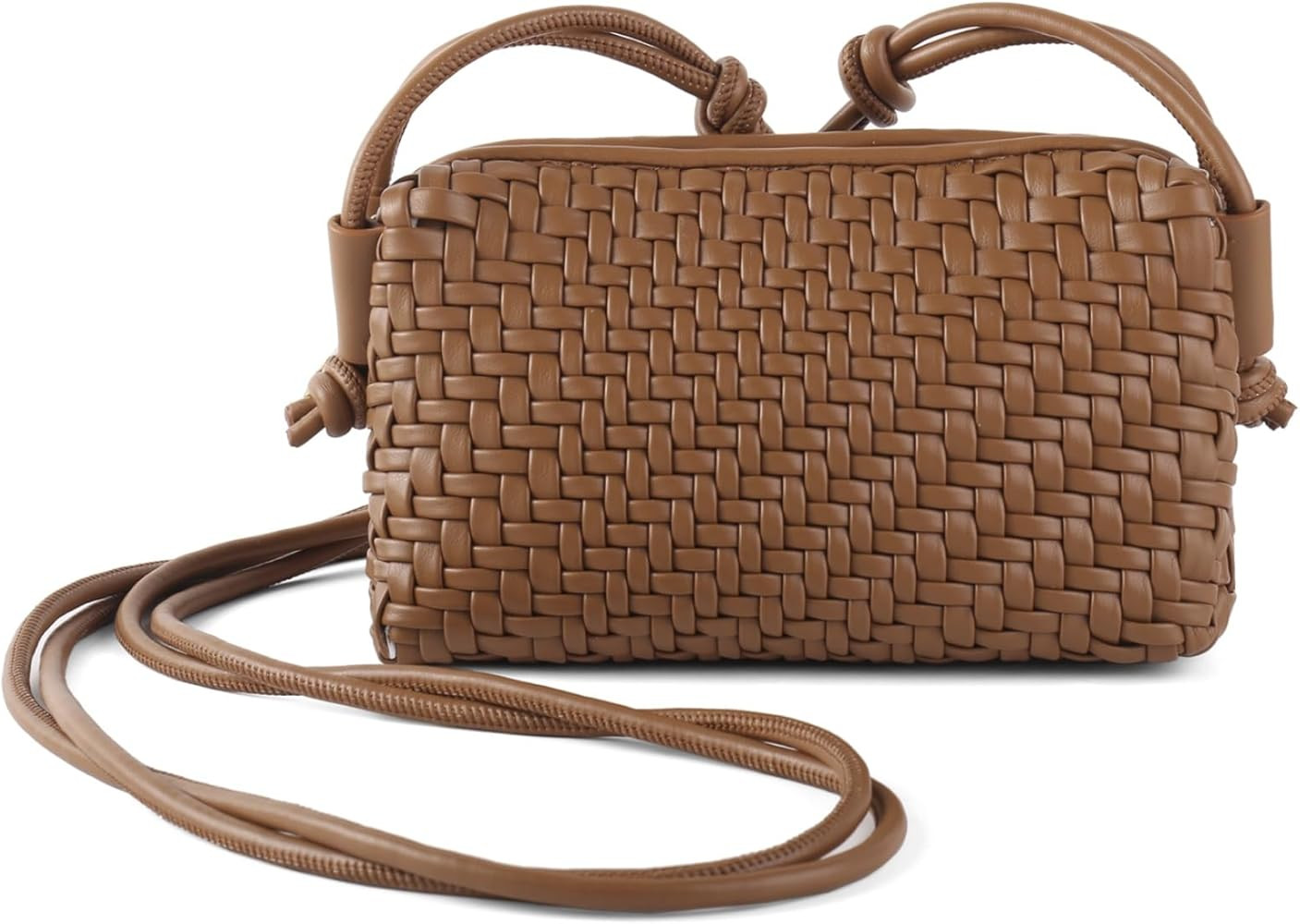 Woven Crossbody Bag Clutch Purse for Women,Small Vegan Leather Handmade Shoulderbag Handbag with ... | Amazon (US)