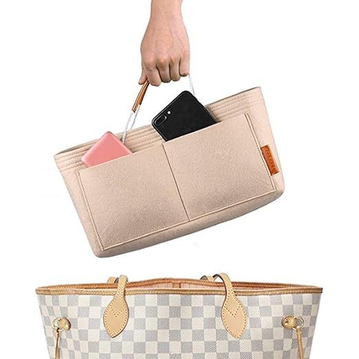 FOREGOER Felt Purse Insert Handbag Organizer Bag in Bag Organizer with Handles | Amazon (US)