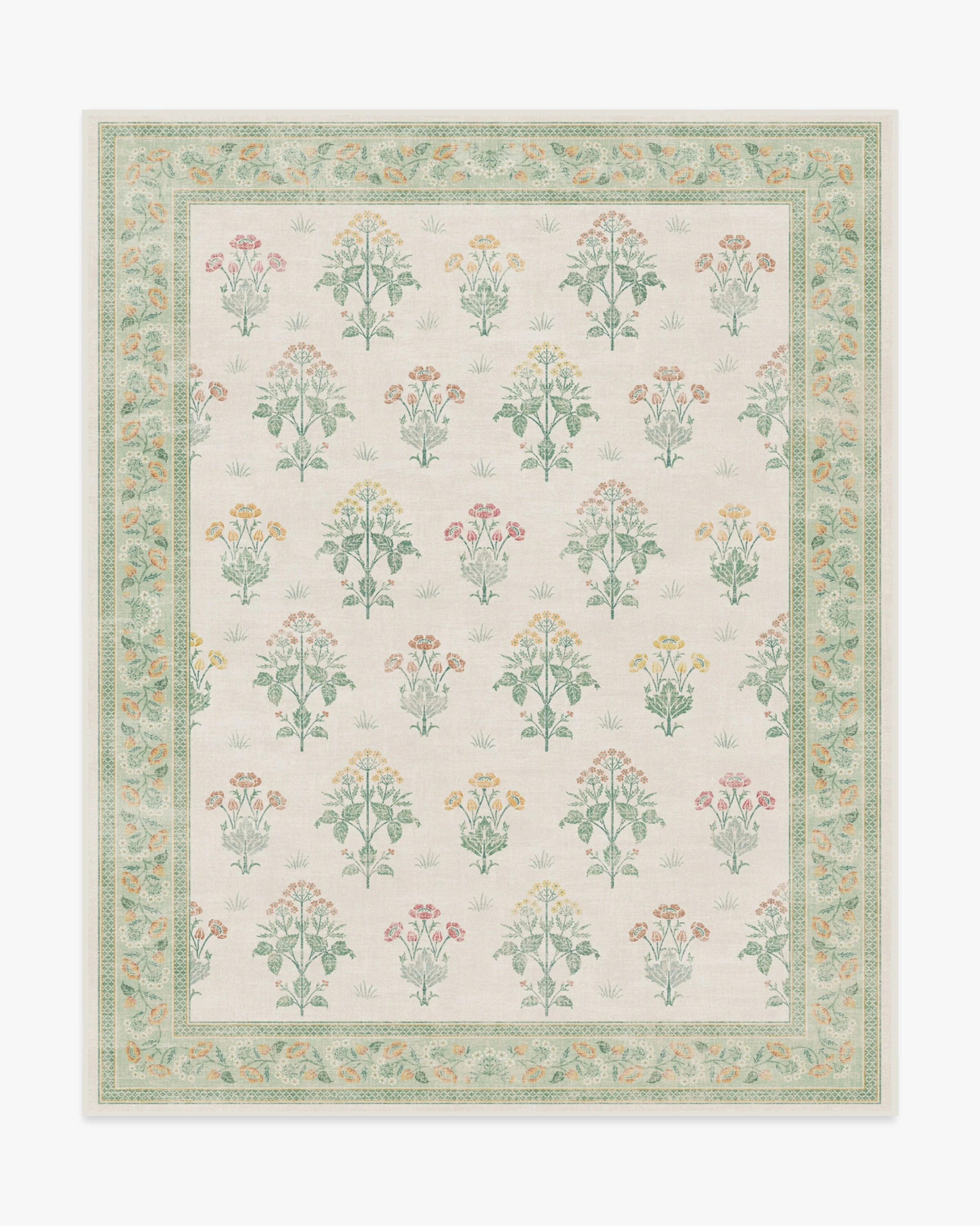 Meadow Sweet Ivory & Green Rug | Ruggable