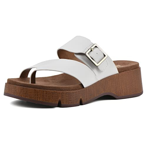 WHITE MOUNTAIN Women's Leftover Platform Sandal, White/Burn/Smooth, 6.5 M | Amazon (US)
