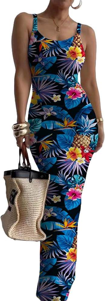 Nimsruc Women Summer Long Dress Casual Slip Sexy Slim Sleeveless Bodycon Maxi Dresses for Women 2... | Amazon (US)