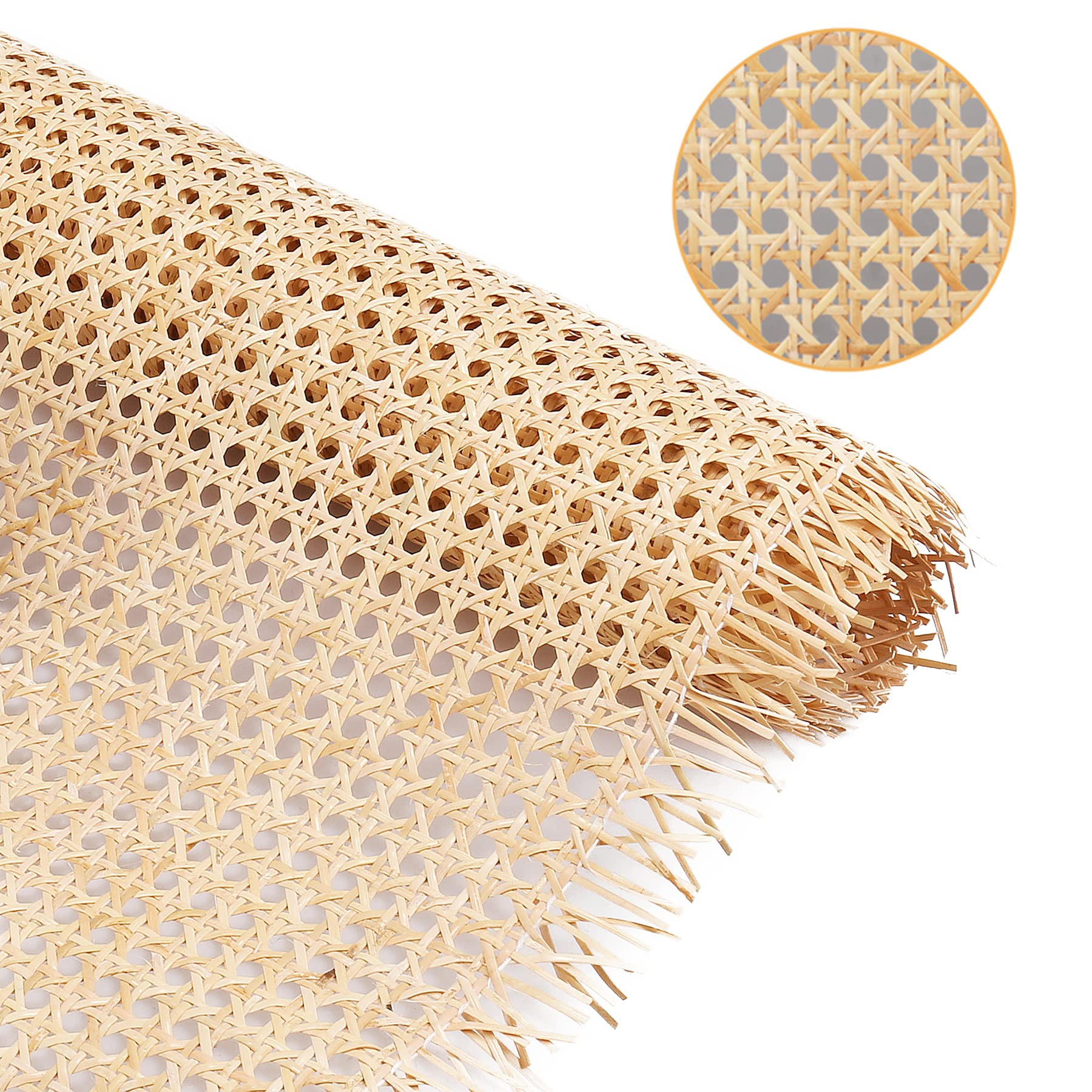 14" Width Cane Webbing 2Feet, Natural Rattan Webbing for Caning Projects, Woven Open Mesh Cane fo... | Amazon (US)