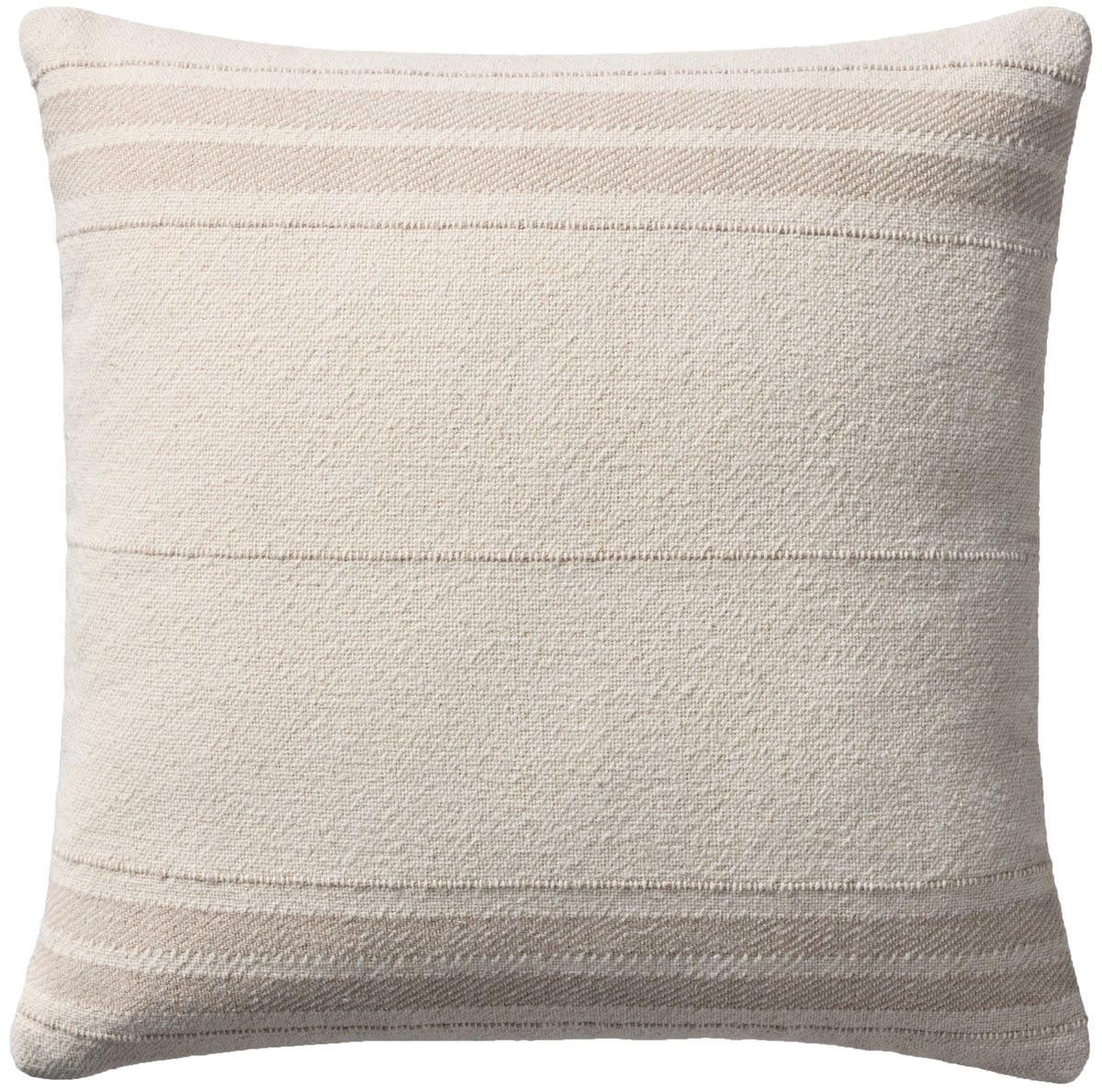 Selena Pillow PMH-0076 Natural/Ivory Cotton Striped | Rugs Direct