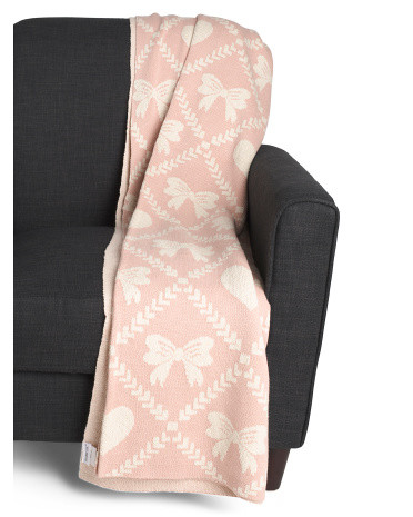 Heart Bow Knitted Throw | TJ Maxx