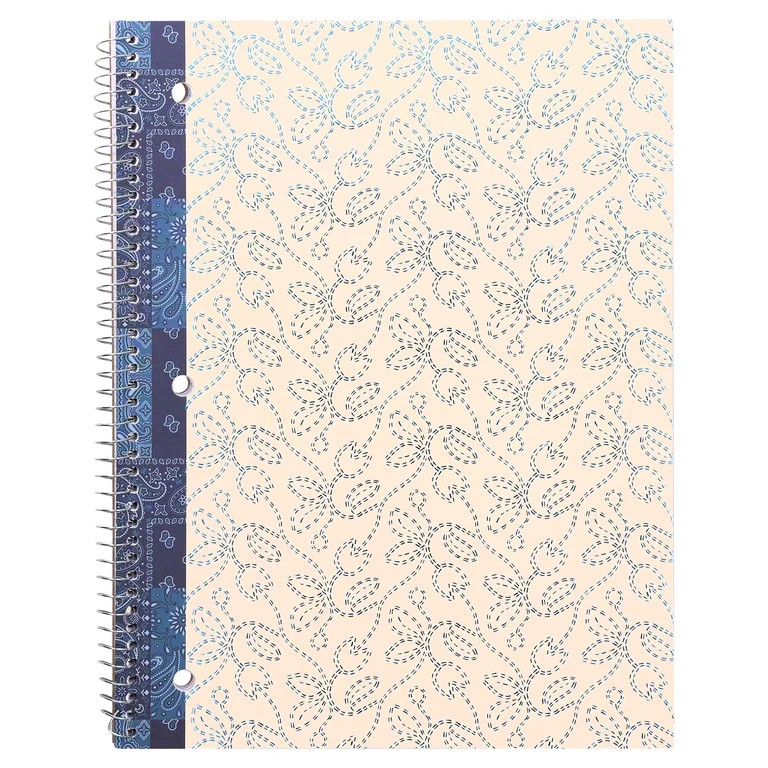 Pen+Gear College Ruled 1-Subject Notebook, 8" x 10.5", Blue and White Western Tulips, 80 Sheets | Walmart (US)
