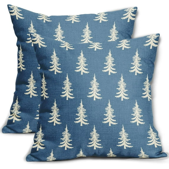 Christmas Tree Pillow Covers 18x18 Set of 2 Red Xmas Rustic Style Winter Print Decorative Outdoor... | Walmart (US)