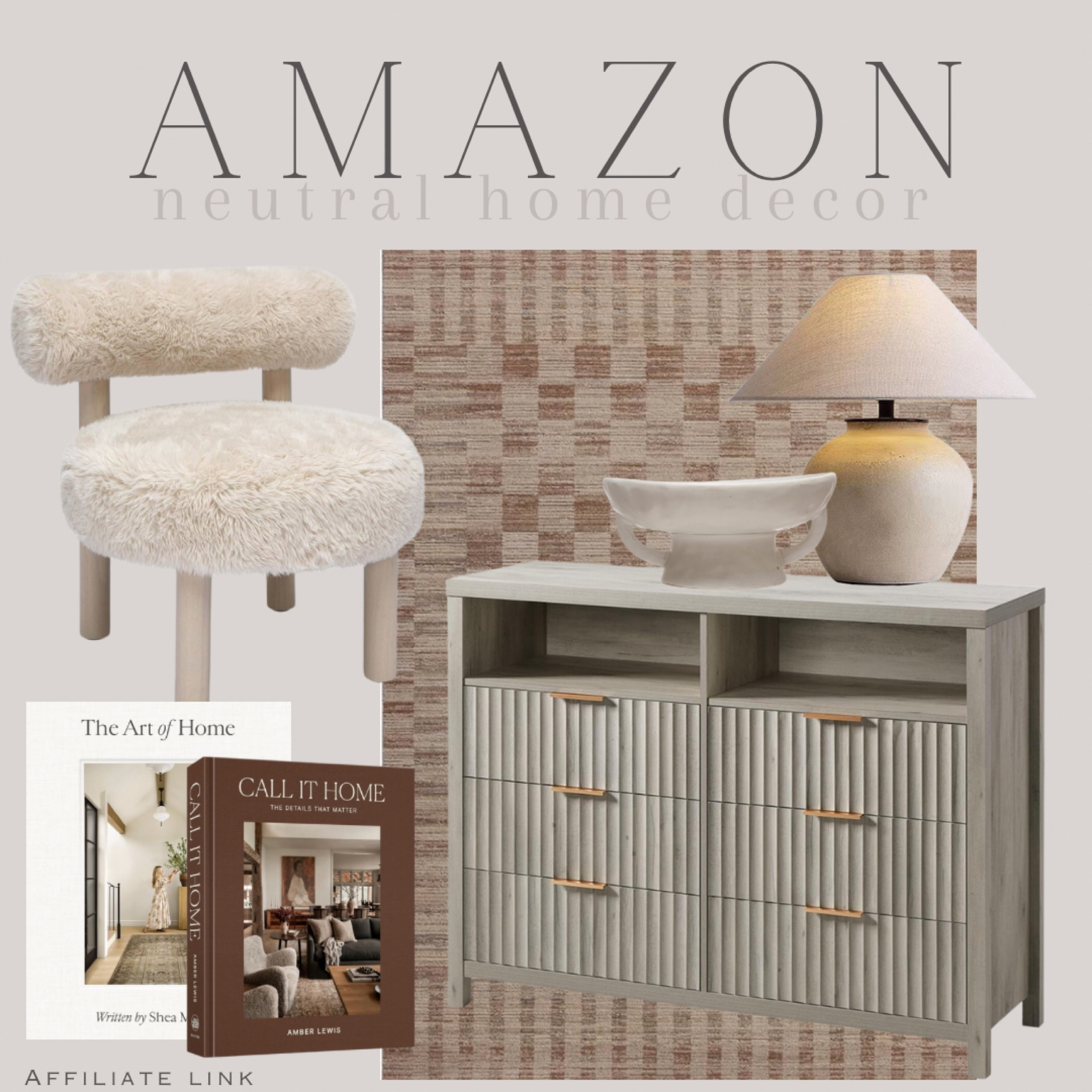 Amazon - neutral home decor 


Fluted dresser, area rug, decor books, coffee table books, accent chair, table lamp, decorative bowl, modern organic, neutral home decor 

#amazon #amazonhome 

#LTKHome