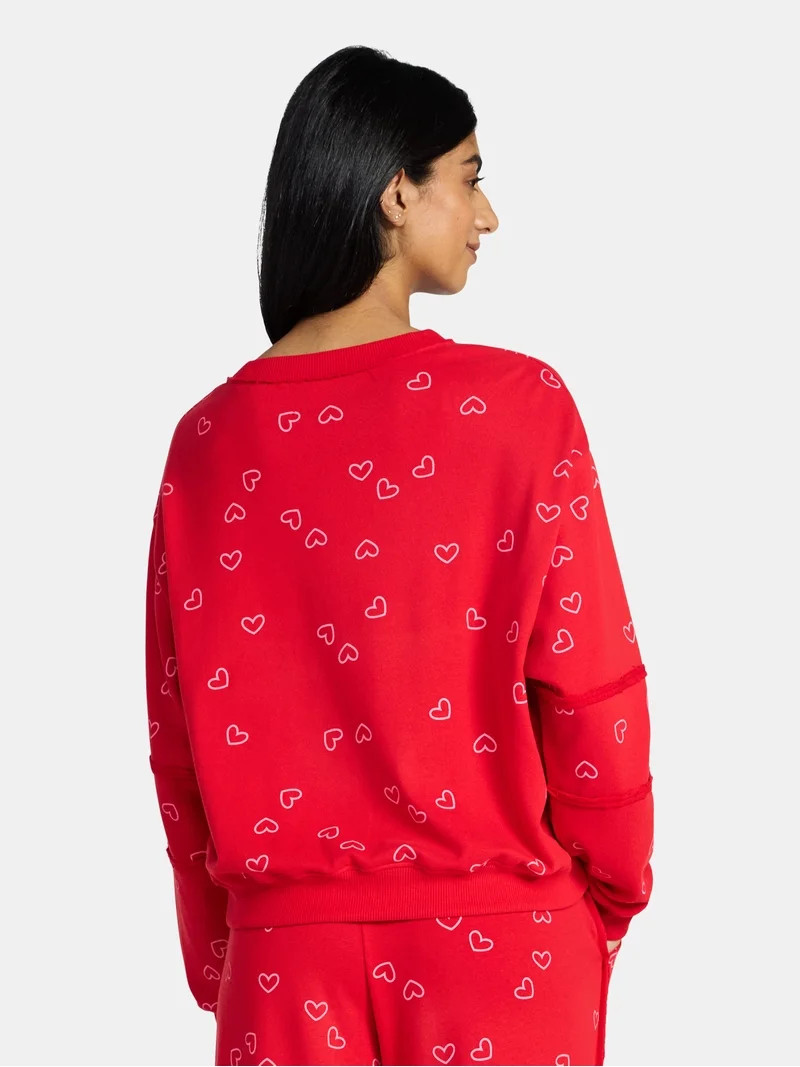 Valentine's Day Women's Love Scatter Graphic Fleece Top from Way to Celebrate, Sizes S-XXXL | Walmart (US)