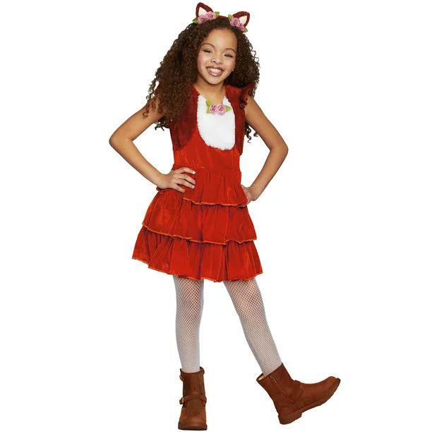 Halloween Girls Kids Small Fuzzy Fox Costume - Walmart.com | Walmart (US)