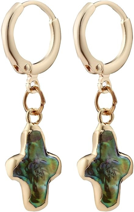 Nature Pearl Cross Earrings - Freshwater Beachy Elegant Christian Baroque Jewelry Gifts | Amazon (US)