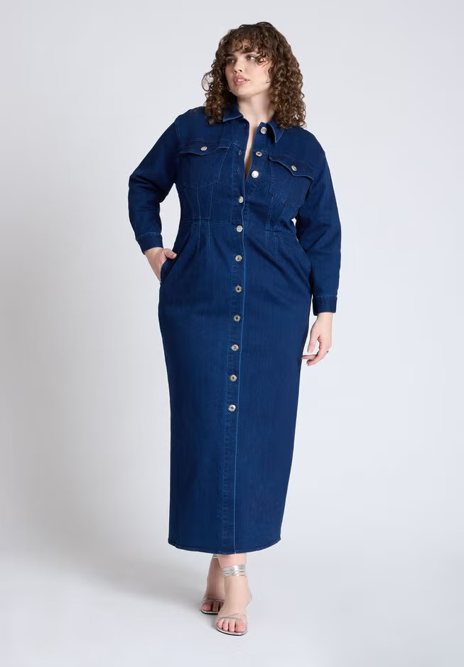 Denim Fitted Dress | Eloquii