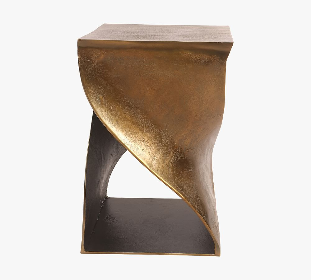 Mission 14"" Metal Square Accent Table, Brass | Pottery Barn (US)