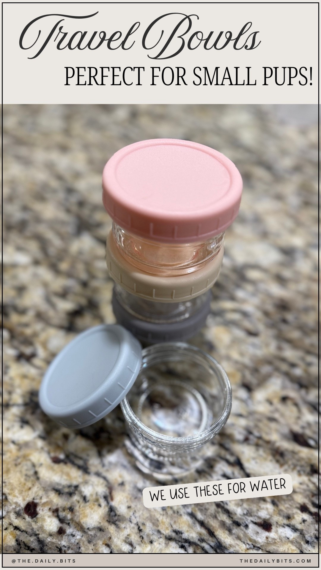 Trying to eliminate plastic products and use glass or stainless steel so I got these to use for the girls’ water when we are out and about. They are perfect for small dogs and the lids screw on and seal well enough to put in my bag. 

#LTKPets #LTKTravel