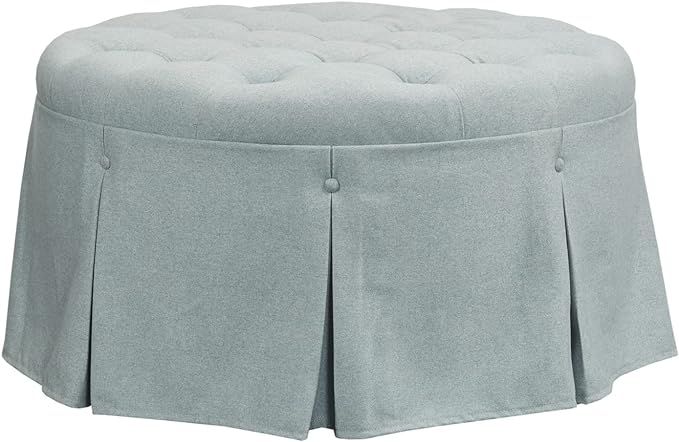 MARTHA STEWART Terri Upholstered Round Ottoman, Button Tufted Cocktail Footrest Chair with Pleate... | Amazon (US)