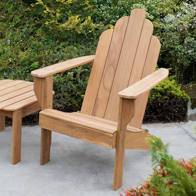 Cambridge Casual Heaton Natural Teak Wood Frame Stationary Adirondack Chair with Slat Seat | Lowe's