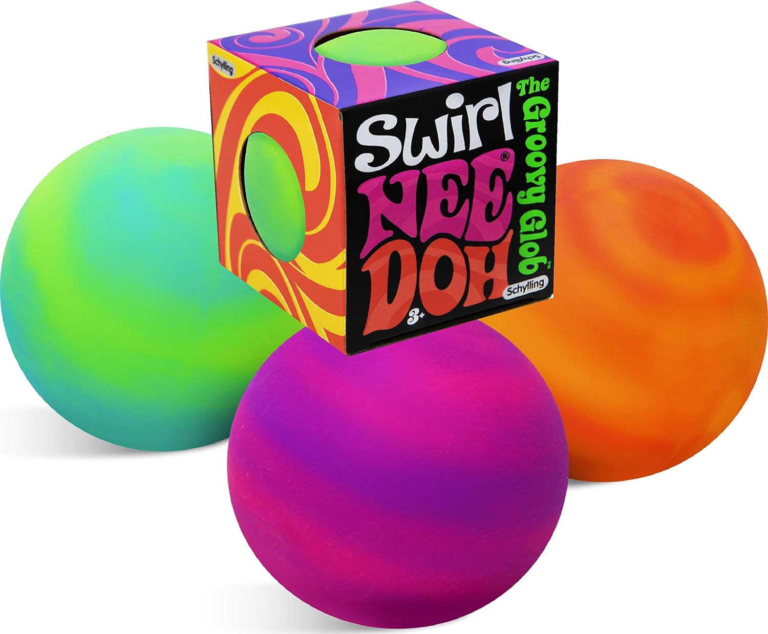 Nee-Doh Schylling Swirl Groovy Glob! Squishy, Squeezy, Stretchy Stress Balls Neon Yellow/Green, O... | Amazon (US)