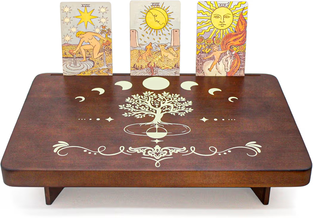 Tree of Life Altar Table with Tarot Card Holder, Small Wooden Meditation Table Aesthetic Alter, W... | Amazon (US)