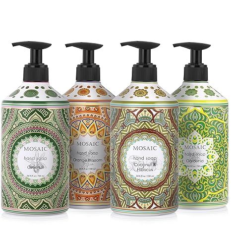 Mosaic Liquid Hand Soap / Wash Gift Set, Ideal Bathroom Kitchen Hand Soap Set , Olive Oil + Cocon... | Amazon (US)