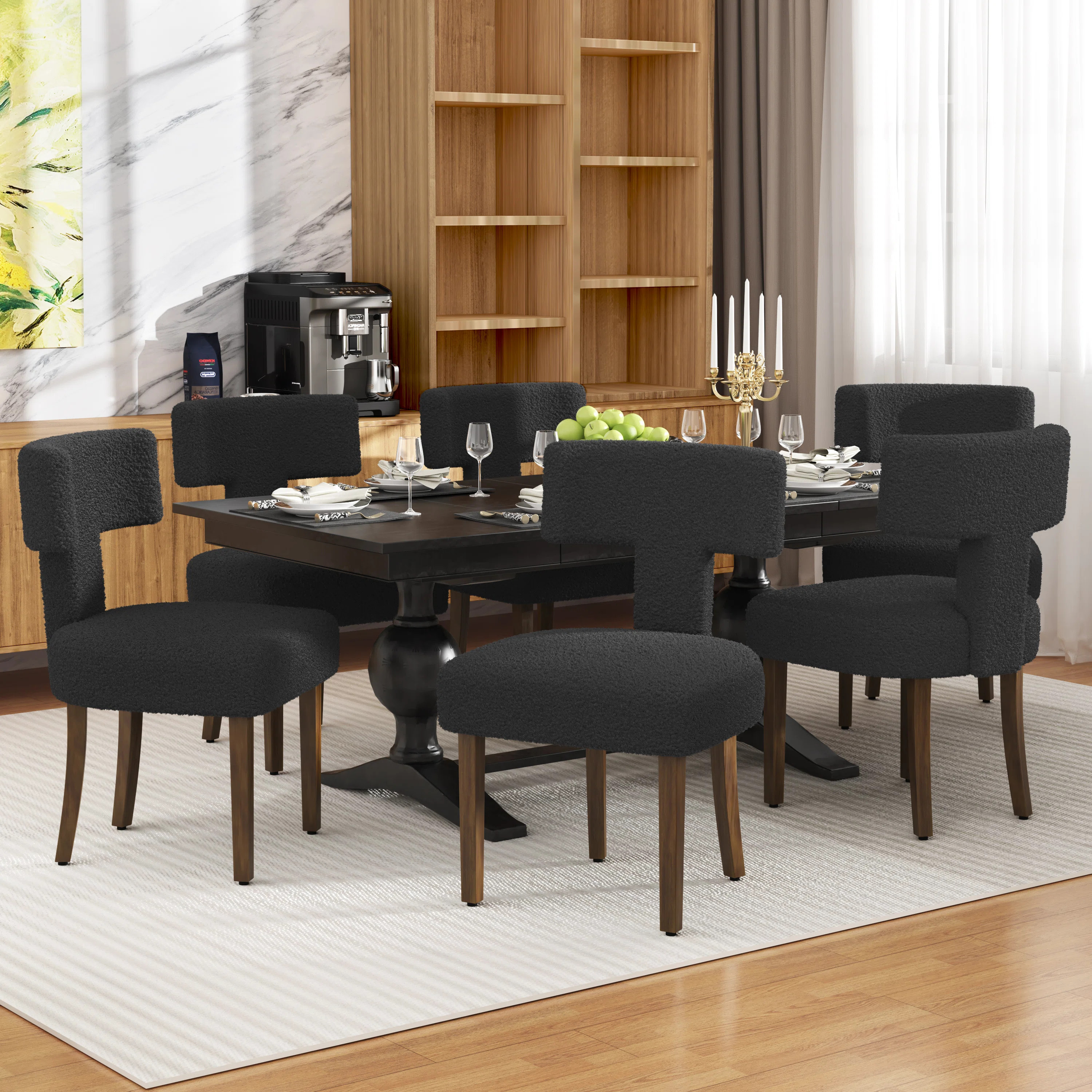 Corrigan Studio® Boucle Lamb T-Shape Dining Chairs (Set of 6) | Wayfair | Wayfair North America