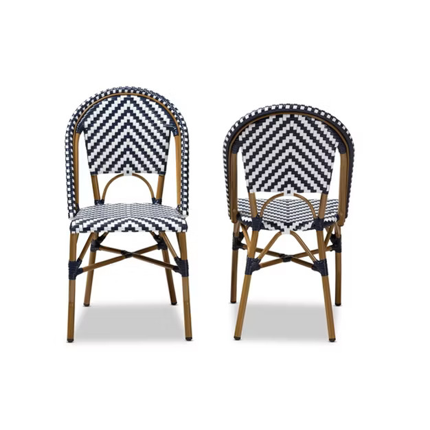 Set of 2 Celie Indoor and Outdoor Stackable Bistro Dining Chairs - Baxton Studio | Target