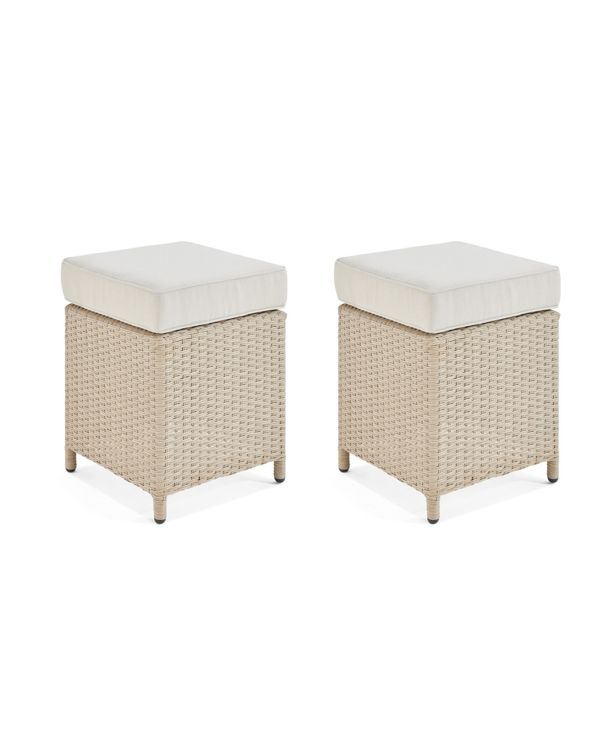 Alaterre Furniture Canaan All-Weather Wicker Outdoor Square Stools with Cushions Set | Macys (US)