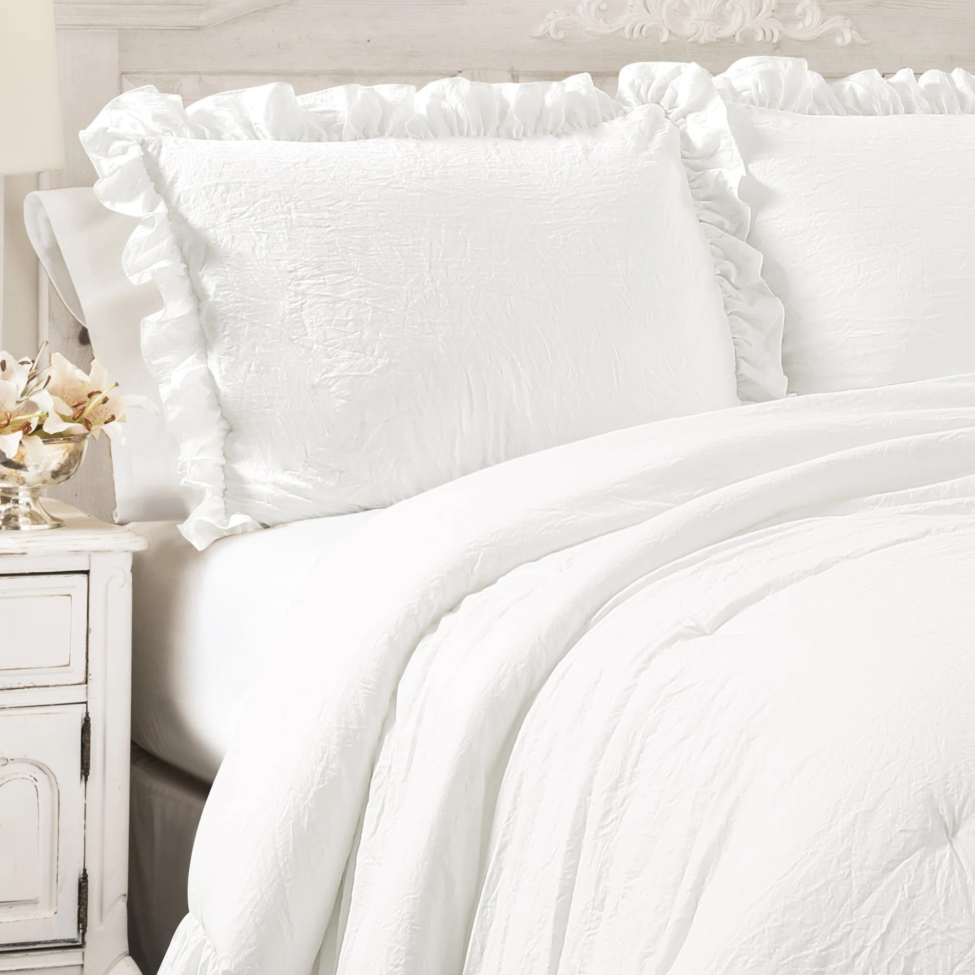 Pure White Reversible 3 Piece Comforter Set | Wayfair North America