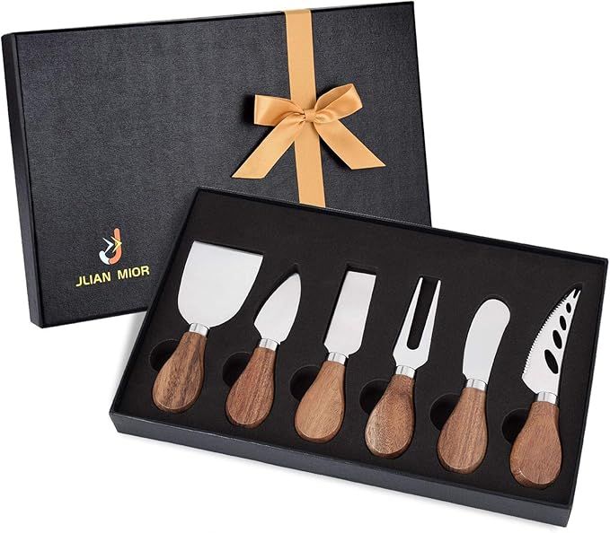 Exquisite 6-Piece Cheese Knives Set, Stainless Steel Cheese Knife Set Collection (Acacia Wood Han... | Amazon (US)