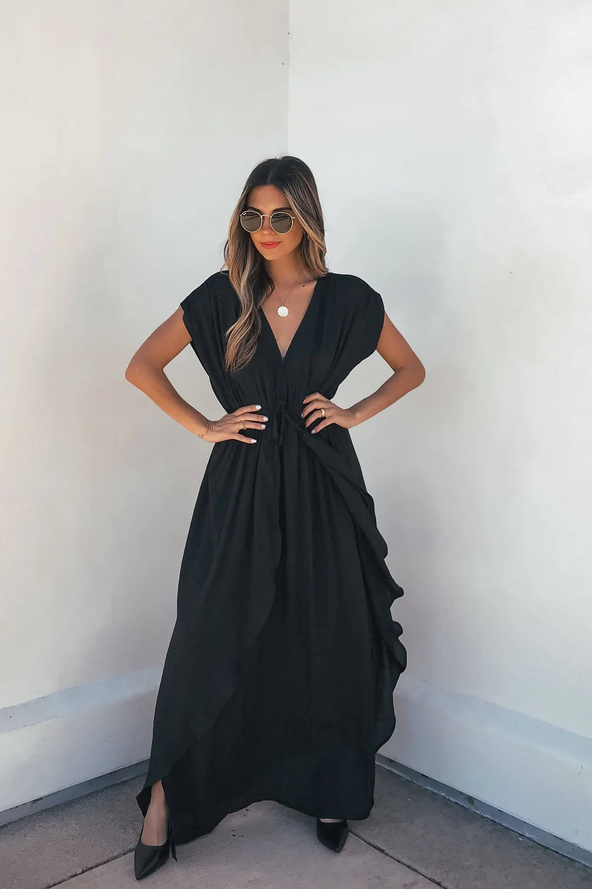 Flowy Black Ruffled Maxi Dress | Magnolia Boutique