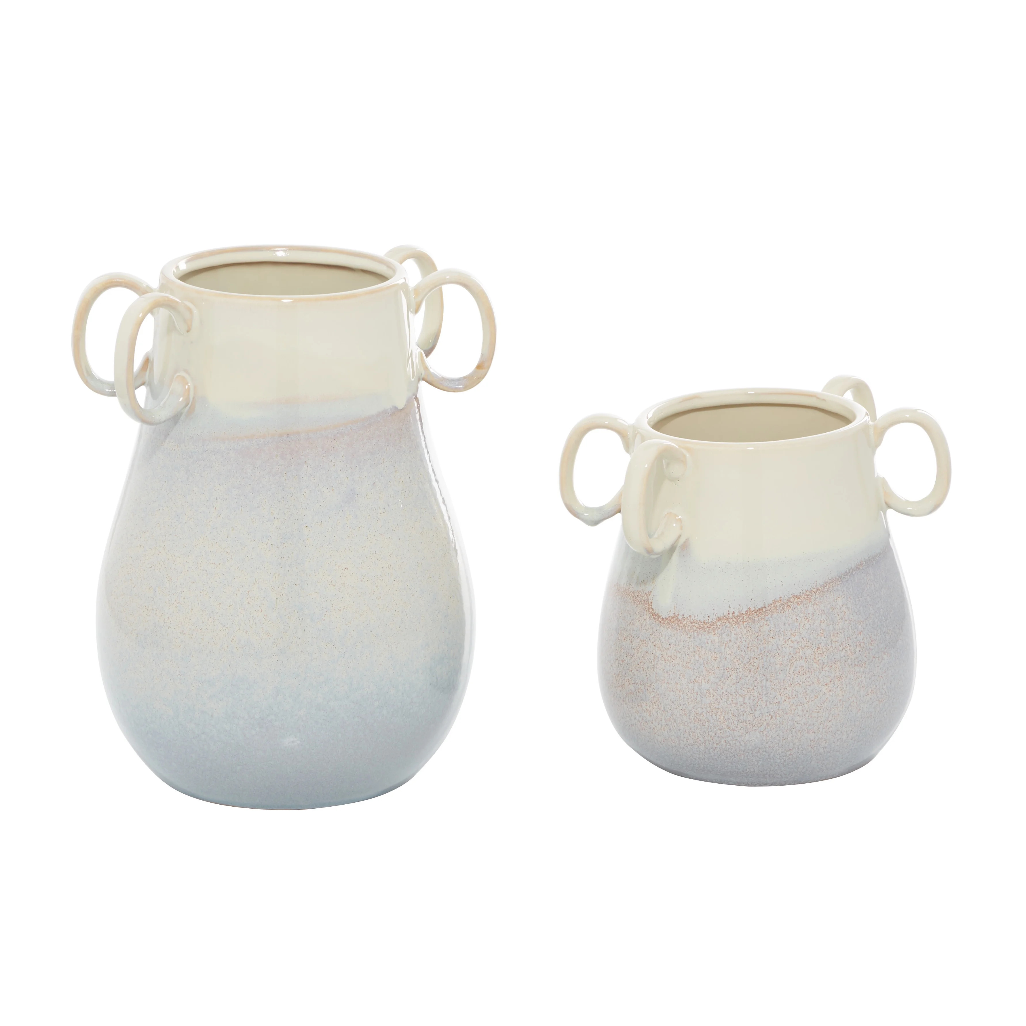 DecMode 12 in , 8 in H Farmhouse Ceramic Vase, White, 2 - Piece | Walmart (US)