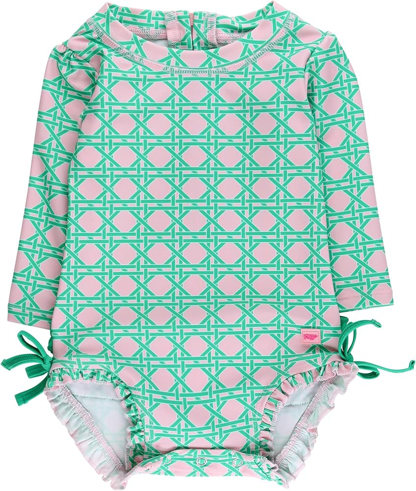 RuffleButts Baby Girls UPF 50+ Sun Protection Floral Printed Long Sleeve One Piece Rash Guard Swi... | Amazon (US)