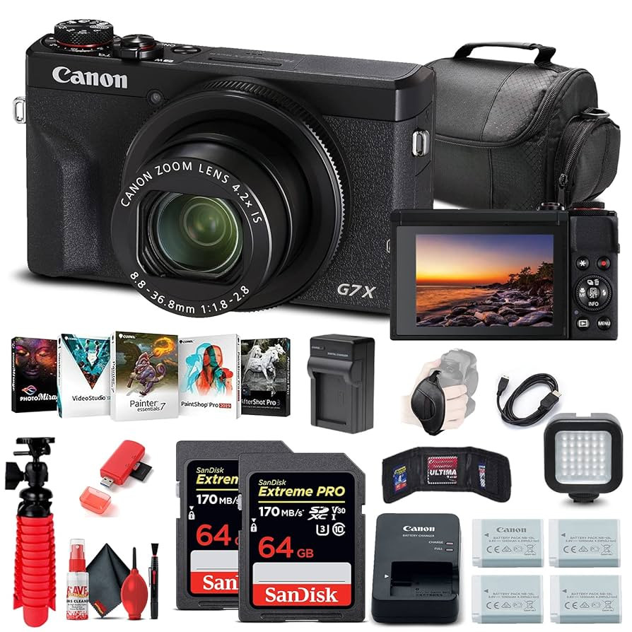 Canon PowerShot G7 X Mark III Digital Camera (Black) (3637C001) + 2 x 64GB Memory Card + 3 x NB13... | Amazon (US)