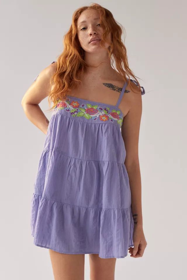 UO Dazed Embroidered Mini Dress | Urban Outfitters (US and RoW)