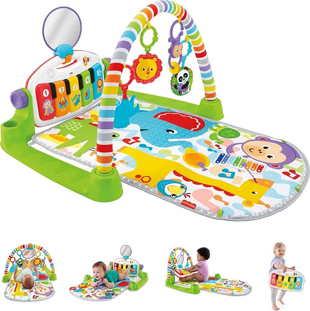 Fisher-Price Baby Playmat Deluxe Kick & Play Piano Gym with Musical -Toy Lights & Smart Stages Le... | Amazon (US)