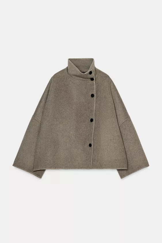 WOOL BLEND TOPSTITCHED JACKET ZW COLLECTION | Zara US