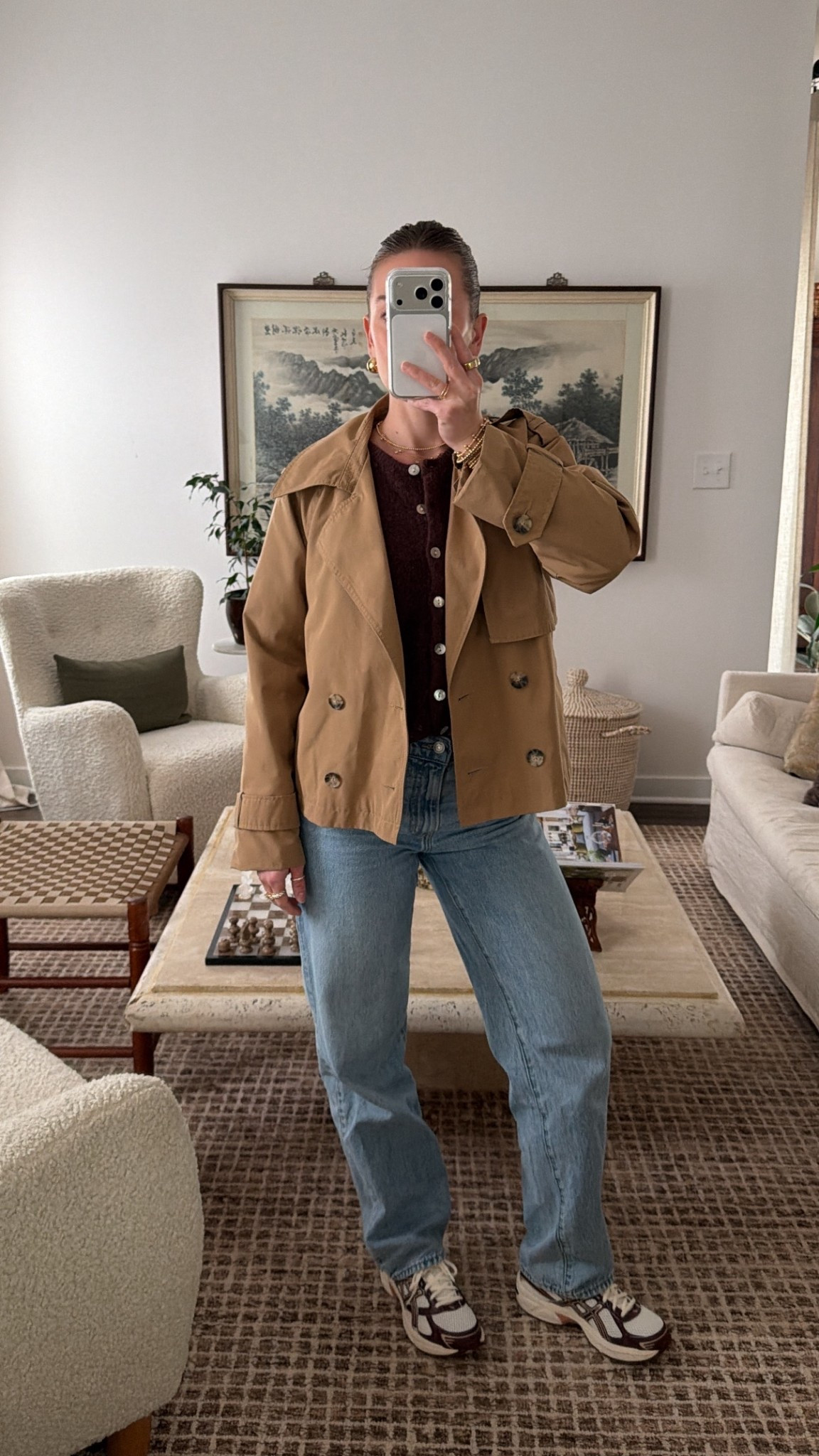 1/13/26 Casual winter outfit for a warmer day 🤎 Easy, comfortable, and still pulled together. I’m wearing my Asics sneakers with Levi’s baggy jeans and my Abercrombie cropped trench coat. The sweater is from American Vintage (can’t link it), but I’ve shared similar options that give the same relaxed, everyday feel.

#LTKSeasonal #LTKootd #LTKgrwm