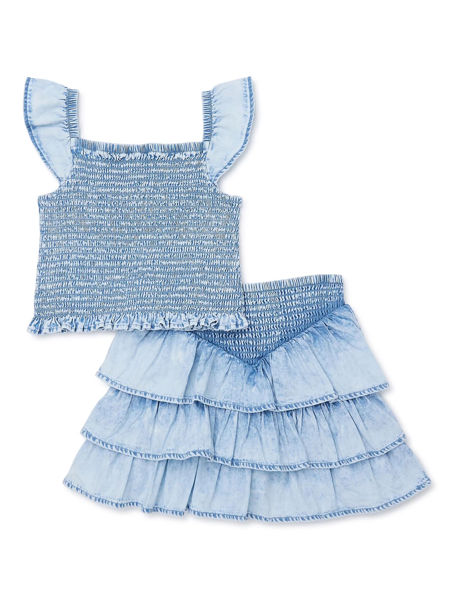 Wonder Nation Baby and Toddler Girls Skirt Set, Sizes 12M-5T | Walmart (US)