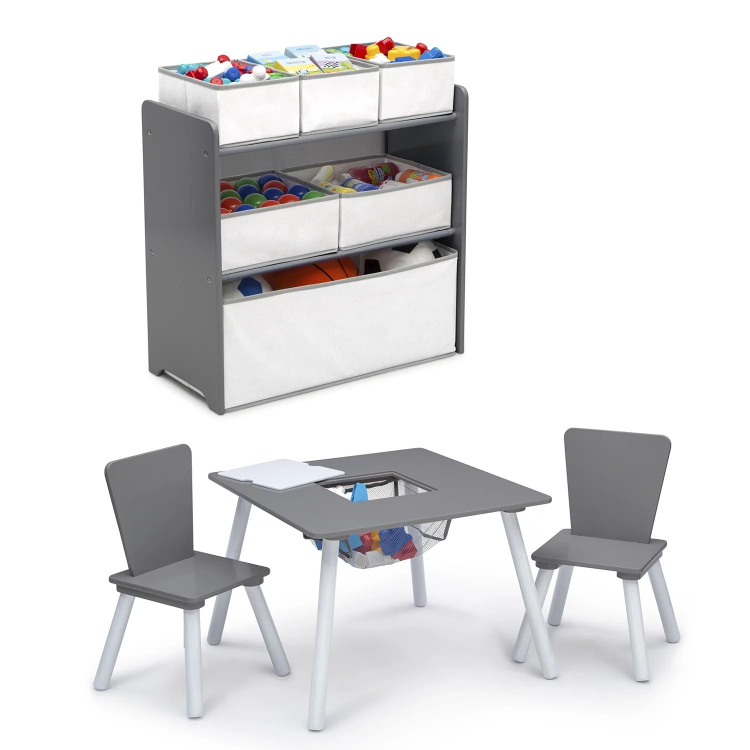 Delta Children 4-Piece Toddler Playroom Set, Grey/White - Walmart.com | Walmart (US)