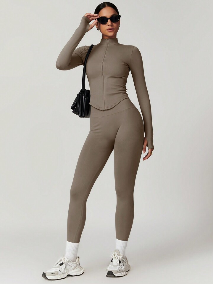 MASKERT Conjunto de Top Justo Sem Costura Feminino, Conjunto de Calças Justas, Alta Elasticidade... | SHEIN