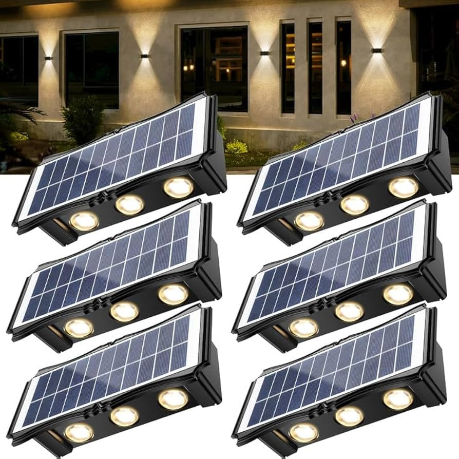 Solar Step Lights Outdoor, 6 Pack 1500mAh Wall Lights\uff0cFence Lights Solar Powered, IP65 Outdo... | Amazon (US)