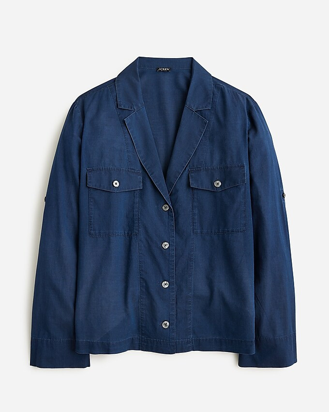 Camp-collar shirt in indigo cotton voile | J. Crew US