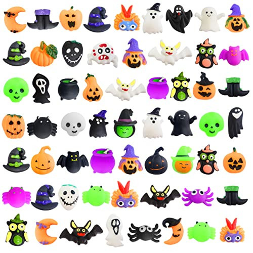 60 Pcs Halloween Mochi Squishy Toys,Mini Cute Squeeze Toy Stress Reliever Anxiety Packs for Kid (Halloween) (Halloween) | Amazon (US)