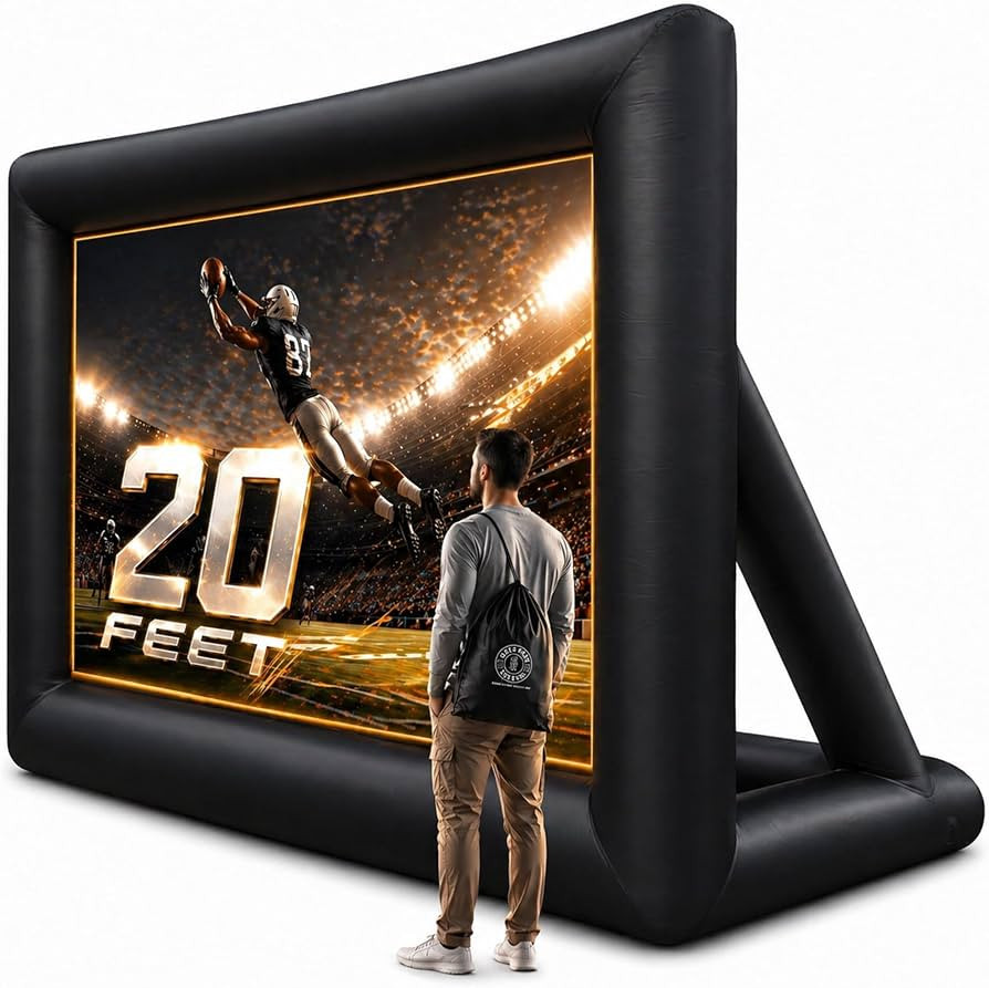 20 ft Outdoor Projector Screen - Supports Front and Rear Projection - Includes Inflation Fan, Tie... | Amazon (US)