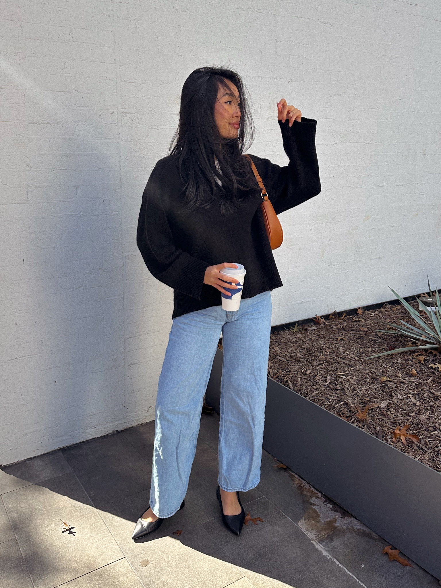 Minimalist outfit. Holiday outfit. Sweater. Winter outfit. Wide leg jeans. Layering outfit. 

#LTKworkwear #LTKfindsunder50 #LTKstyletip