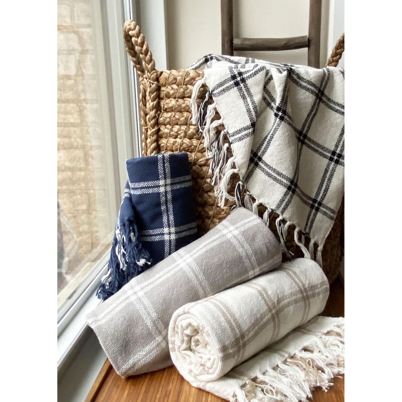 Farmhouse Living Double Window Pane Plaid Fringe Blanket Throw - 50" x 60"- Elrene Home Fashions | Target