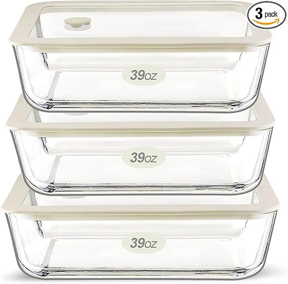 Urban Green Glass Food Container Set with Glass Lid, 3 Pack, Food Storage Containers Set, Airtigh... | Amazon (US)
