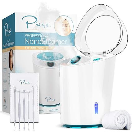 NanoSteamer PRO Professional 4-in-1 Nano Ionic Facial Steamer for Spas - 30 Min Steam Time - Humi... | Amazon (US)