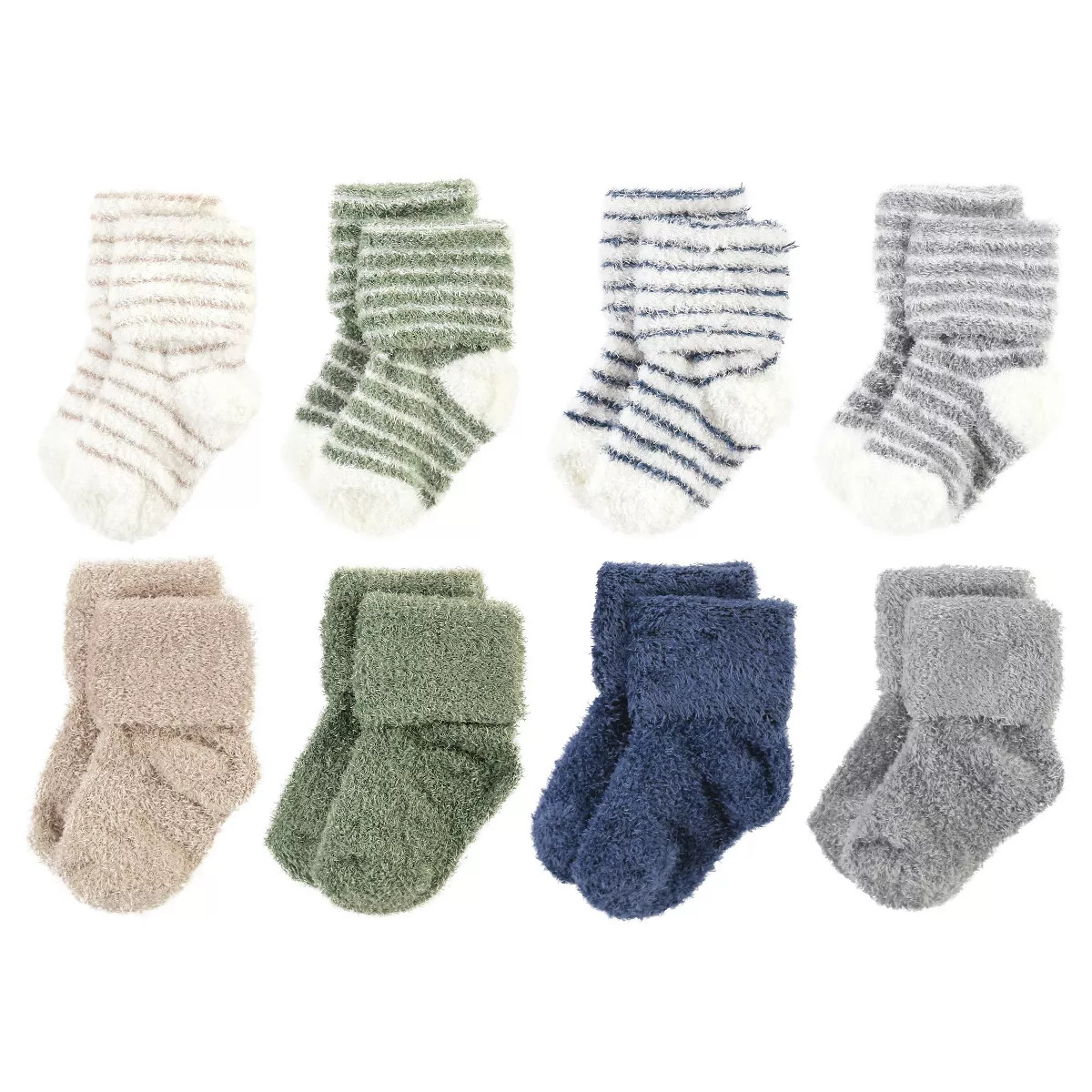 Hudson Baby Infant Boy Cozy Chenille Newborn and Terry Socks, Green Blue Stripe, 12-24 Months | Target
